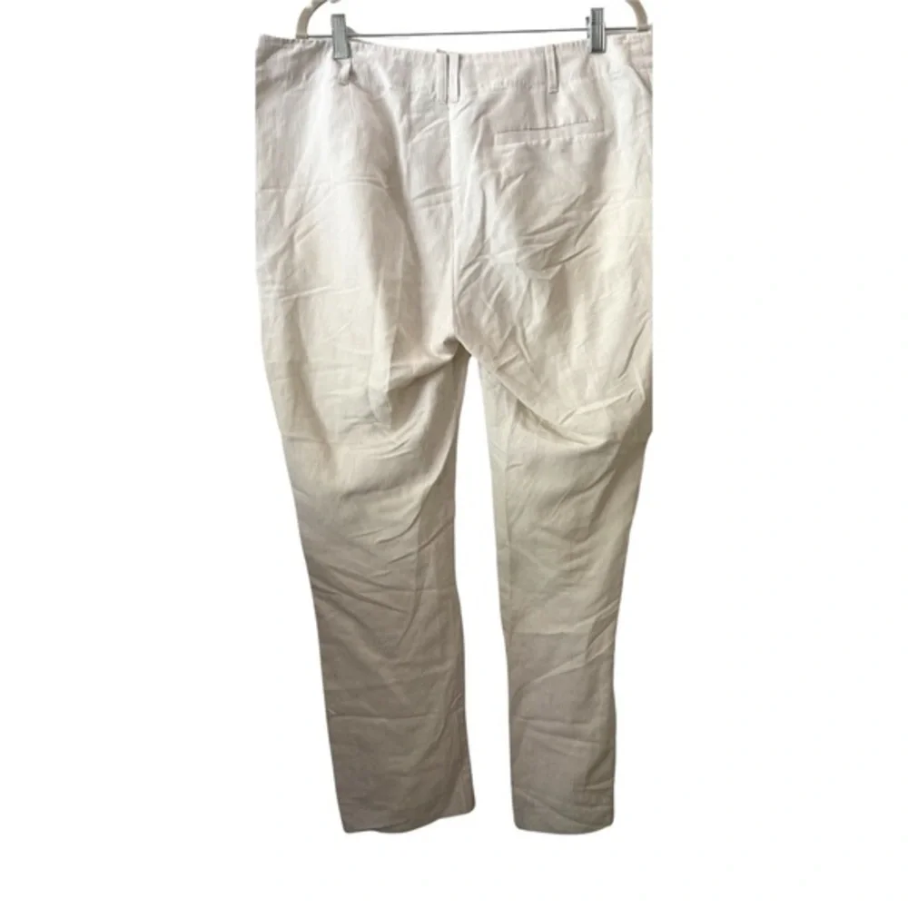 Banana Republic silk and linen Pinstriped‎ cream Ryan Fit pants 14
